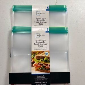 NWT Mainstay 2 Packs Reusable Food Storage Zip Bags 10 bags Freezer Safe